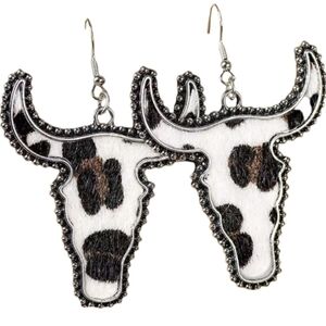 Leather cow print earrings